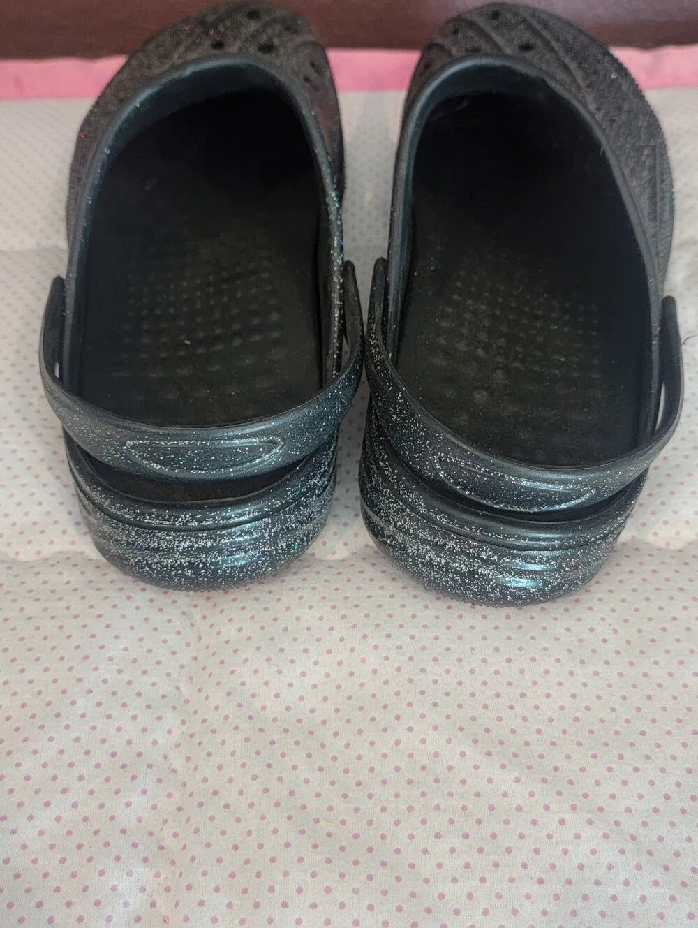 Black Glitter Sparkle Unisex Clogs Slip On Shoes Men's 10/Women's 12